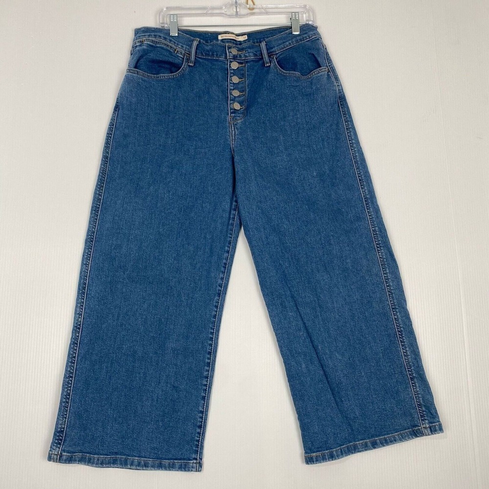 Levi's Mile High Cropped Wide Leg Women's Fly with Buttons Size 32  Jeans‎ Baggy